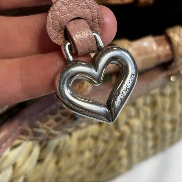 Brighton Leili Dusty Rose Straw Tote EUC - Picture 4 of 13